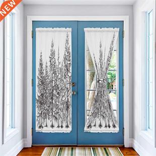 Black bor Woods Door Curtains for Living Room Bedroom