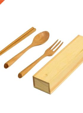 3PCS Wooden Chopsticks Spoon Fork Set New for Home Healthy