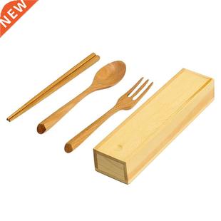 3PCS Wooden Chopsticks Spoon Fork Set New for Home Healthy