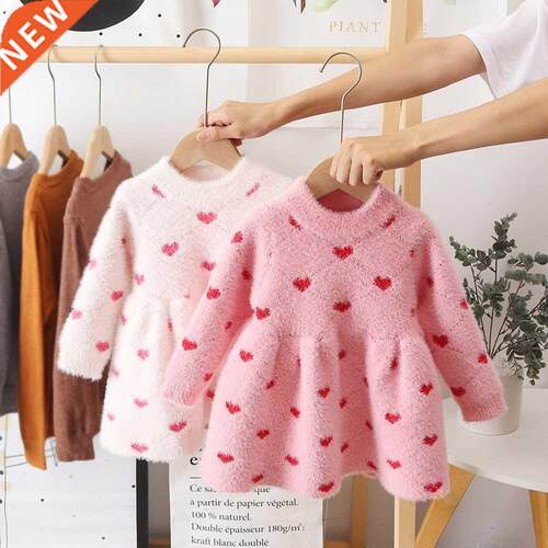 Girls Winter Imitation Mink Fleece Sweater Princess Dress Ba