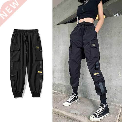 Sreetwear Black Pants Women Korean Style Elastic Waist Sweat