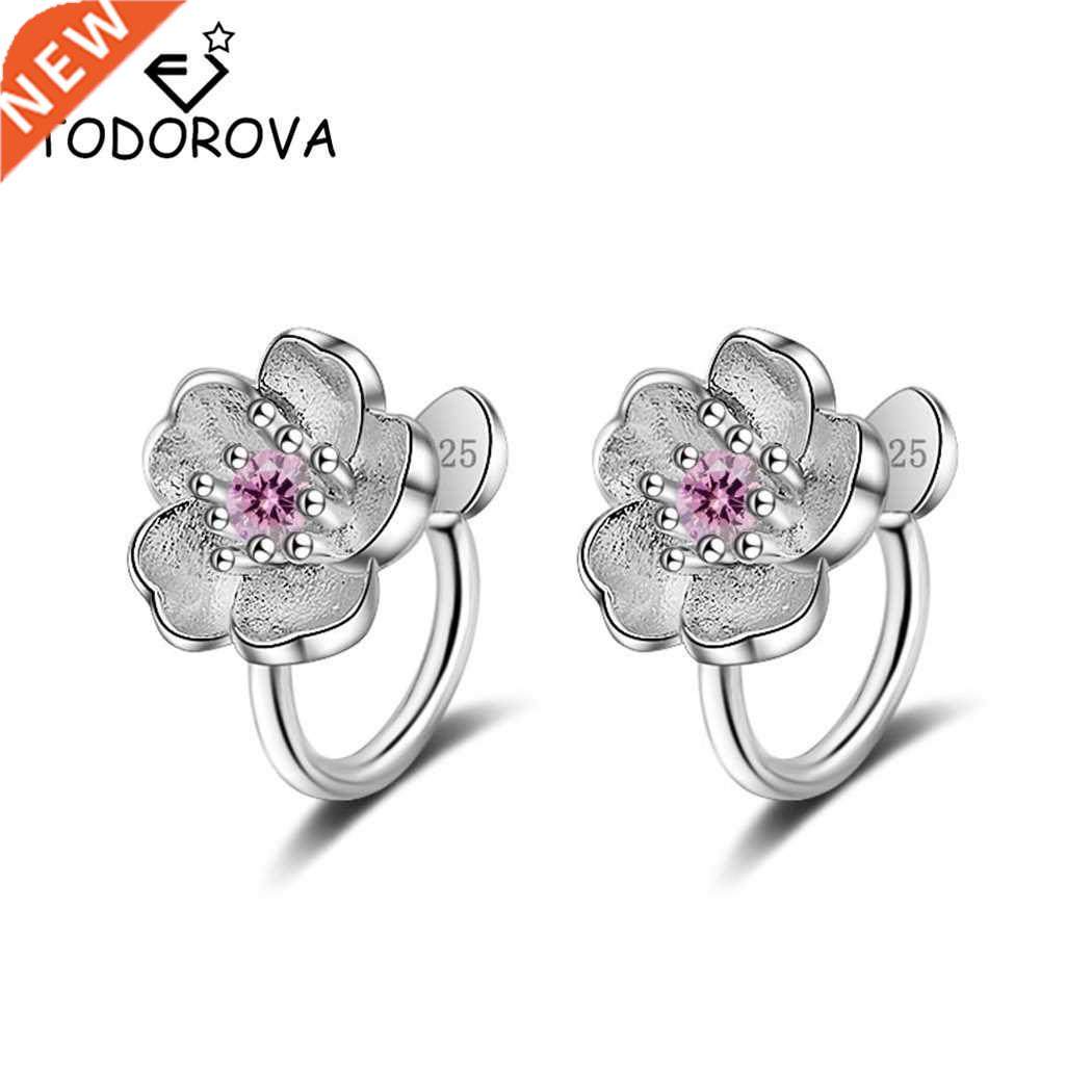 todorova korea style crystal cherry blossom flower clip on
