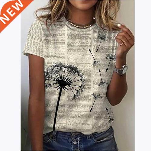 3D Sunflower Women's floral print T-shirts, round neck T-shi