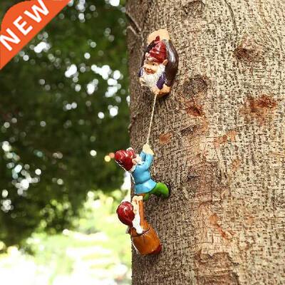 Garden Clmbng Gnome Sculpture Dwarf Statues Resn