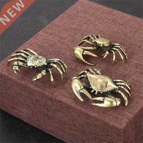 Vintage Brass Crab Statue Ornament Crafts Miniatures