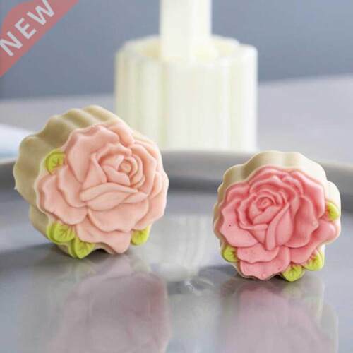 Plastic Mooncake Mold 75/125g 3D Rose Flower Stamp Cookie