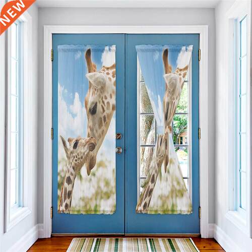 Giraffe Cloud Sky Door Curtains Decor Home Bedroom Living