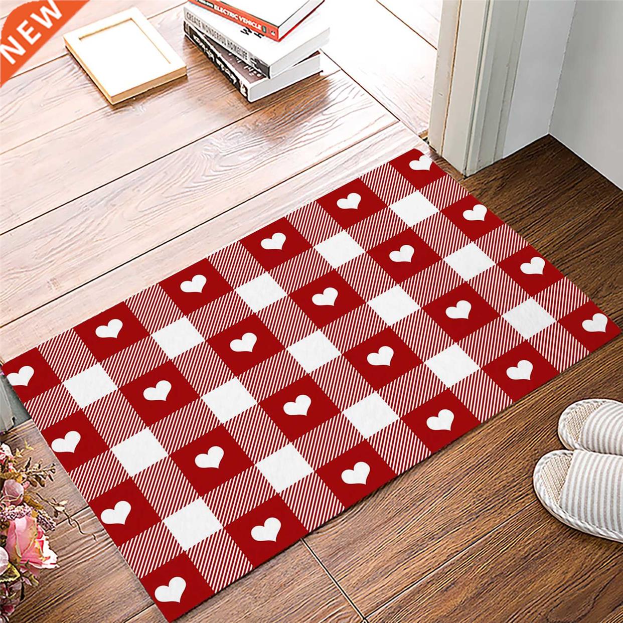 Valentine'S Day Love Red Plaid Doormat Home Protecti