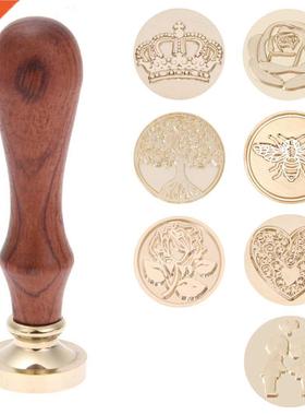 Gold-plted Brss Hed Retro Retro Wx Sel Stmps Wooden H