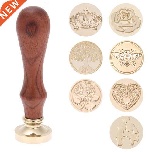 Gold-plted Brss Hed Retro Retro Wx Sel Stmps Wooden H