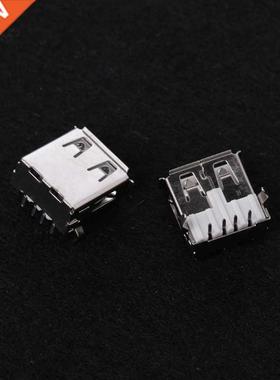 10 Pcs USB 2.0 Female Type-A 4 Pin Socket Connector 90 Degre