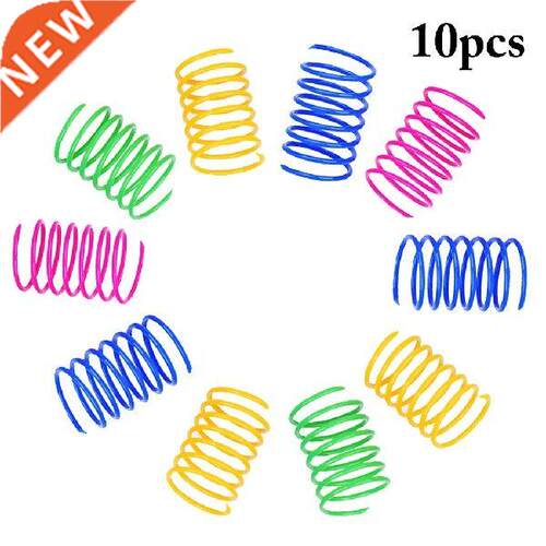 10pcs Cat Spring Toy Plastic Colorful Coil Spiral Springs