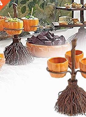 Halloween Pty Decoration Witch Broom Rack With Pumpkin