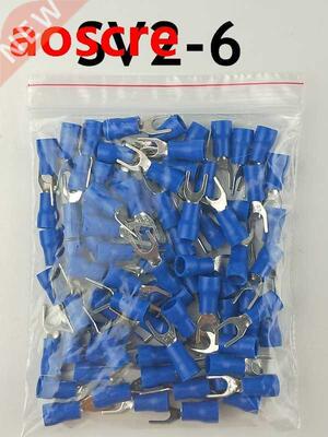100PCS/Pack SV2-6 Blue Furcate Insulated Wiring Terminals Ca