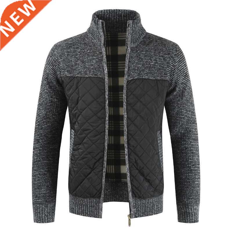 Dropshipping 2019 Autumn Winter Sweater Men Solid Patchwork