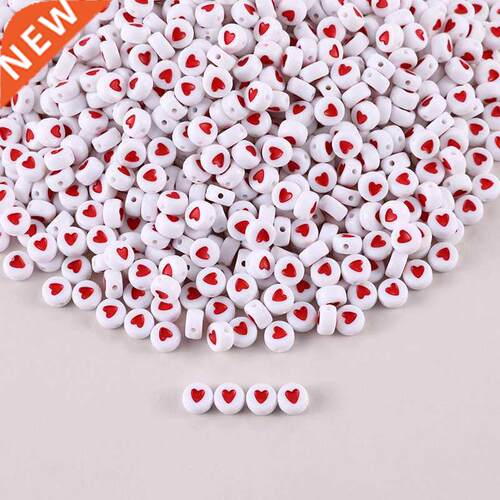 100/200/500pcs Heart Beads For Jewelry Making Acrylic Mixed