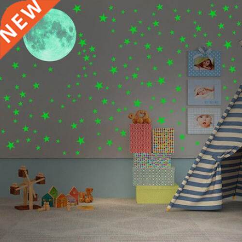 Luminous Moon and Stars Wall Stickers for Kids Room Bedroom