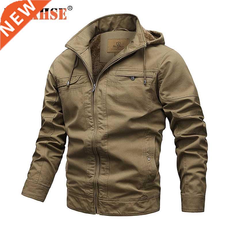 Military Jacket Men Hoode Fleece Spring Autumn Cotton Windbr