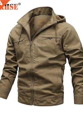 Military Jacket Men Hoode Fleece Spring Autumn Cotton Windbr