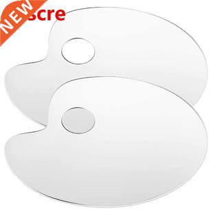 2Pcs Acrylic Artist Paint Palette 11.8 x 7.9 Inch Clear Oval