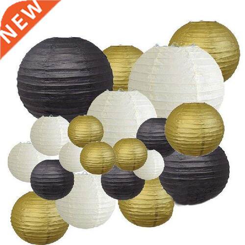 Decorative Party Paper Lanterns 20 Pcs Gold White Black
