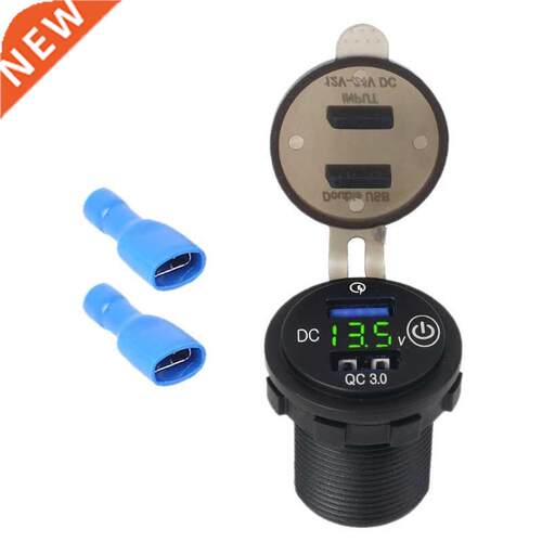 Waterproof 12V 24V Dual QC3.0 USB Car Fast Charger with Touc