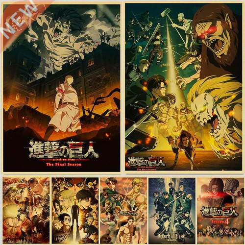 Japanese Classic Anime Attack on Titan Season 4 Poster Kraft