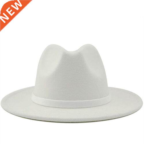 en Woen Wide Bri Wool Felt Jazz Fedora Hats British style