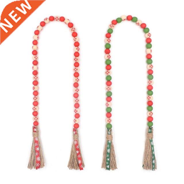 2021 New Christas Snowflake Wood Bead Garland with Tassels