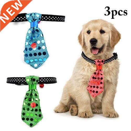 3pcs Pet Collar Tie Fashion Sequin Decor LED Light up Dog