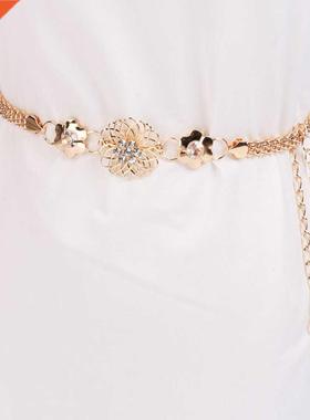 Belt Women's Lady Fashion Metal Chain Gold Color Belt Body C