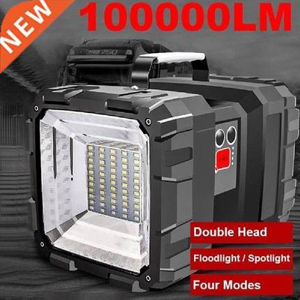 100000lm Flashlight 40W 10000mAh Handheld LED Spotlight