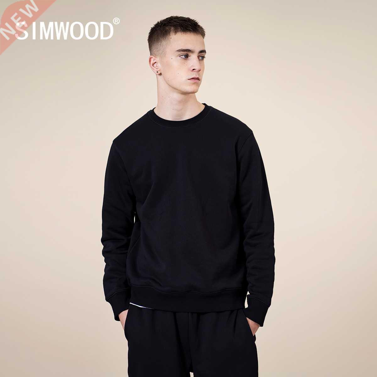 SIMWOOD 2021 Autumn Winter New Hoodies Men Texture Cotton-Bl