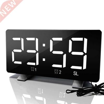 Digital LED Mirror Radio Alarm Clock Snooze Electronic Clock