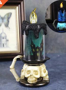 1pcs Halloween Pumpkin Skull Candles Lp Fleless