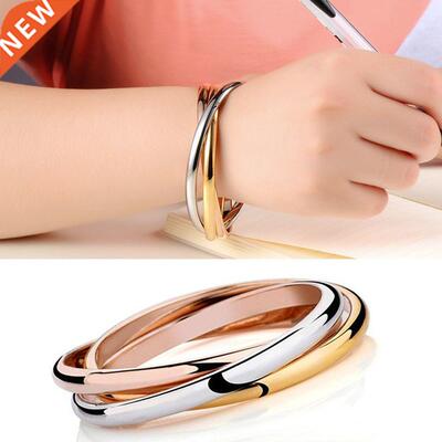 Women Bracelet Luxury Stainless Steel 3 Color Set Simple Ban
