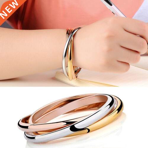 Women Bracelet Luxury Stainless Steel 3 Color Set Simple Ban