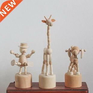 Cartoon wooden artwork movable puppet desktop figurine
