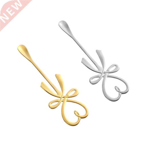 Heart Bowknot Coffee Stirring Spoons Stainless Steel Dessert