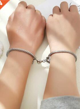 Couple Bracelet Jewelry Heart Shape Magnatic Stainless Brace
