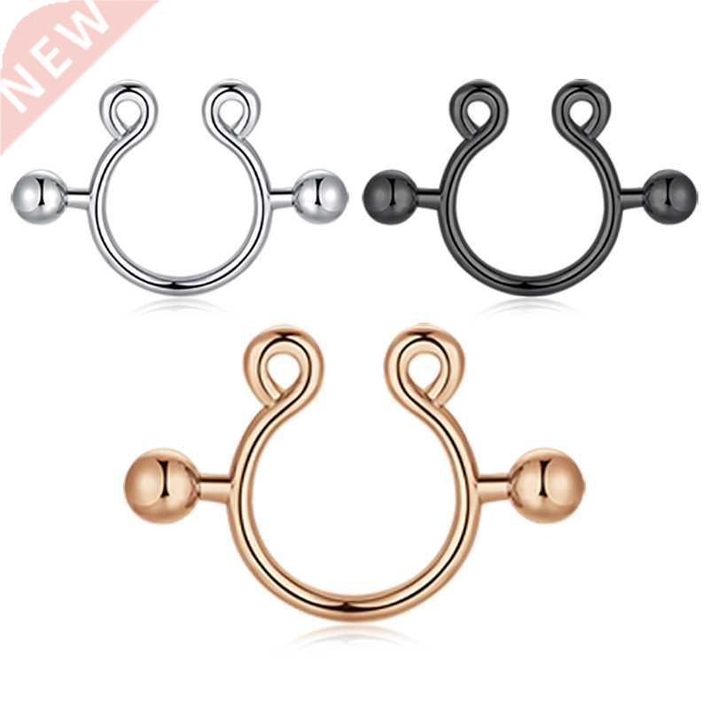 2pc 14G Fake Nipplerings Piercings Clip On Nipple Rings Stai