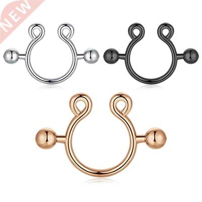 2pc 14G Fake Nipplerings Piercings Clip On Nipple Rings Stai