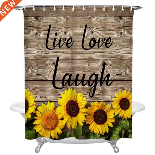 Farm Sunflower Flower Vintage Wood Grain Shower Curtains