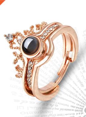 Luxury Female Bridal Wedding Ring Set Fashion I Love You 100