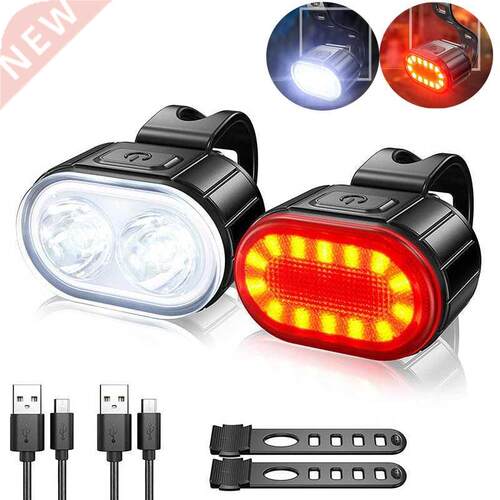 2PCS LED Bike Light Bicycle Front Rear lights USB Charge Hea
