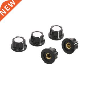 10 Pcs Black Silver Tone 19mm Top Rotary Knobs for 6mm Dia.