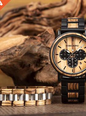 BOBO BIRD Wood Watch Men Quarzt Wristwatch Male Wooden Brac