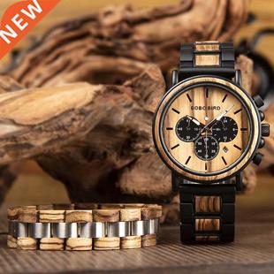BOBO BIRD Wood Watch Men Quarzt Wristwatch Male Wooden Brac