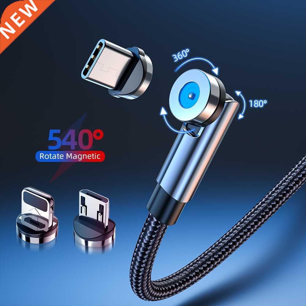 540 Rotate Magnetic Cable Micro USB Type C Phone Cable For i