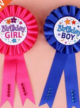 Favors 1PC Birthday Girl Boy Award Ribbon Rosette Badge Pin